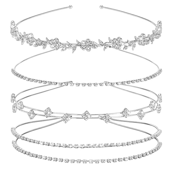 4 Pcs Rhinestone Headbands, Bridal Wedding Headband, Crystal Flower Girl Headpiece, Goddess Leaves Crown Metal Hair Band, Fairy Hair Accessories for Women, Prom Tiaras for Birthday Party