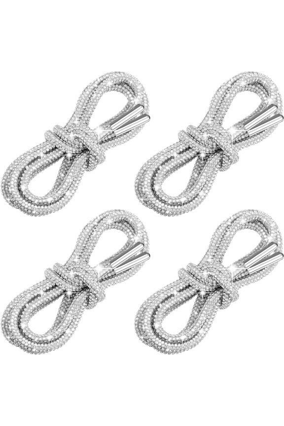 4 Pcs Rhinestone Shoe Laces Rhinestone Diamond Hoodie String Bling Crystal Glitter Cords for Sneakers Sweatpants Boots Bags Accessories