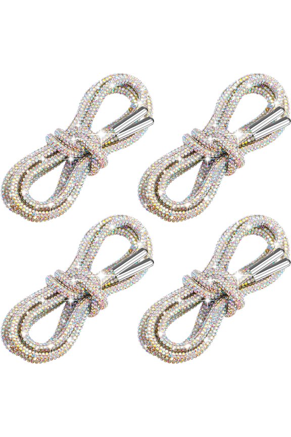 4 Pcs Rhinestone Shoe Laces Rhinestone Diamond Hoodie String Bling Crystal Glitter Cords for Sneakers Sweatpants Boots Bags Accessories