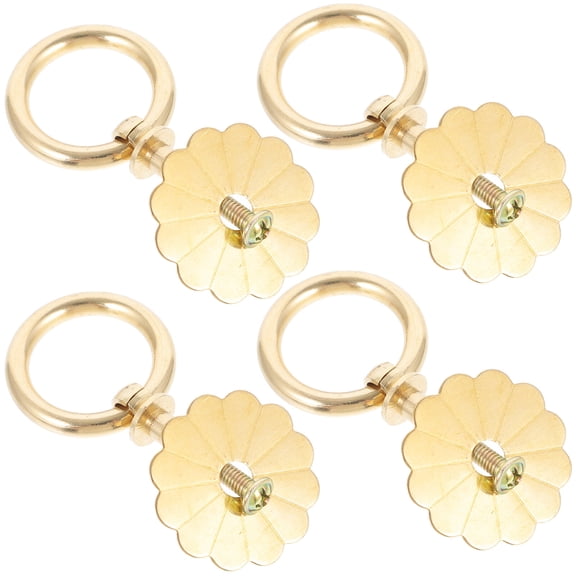 4 Pcs Rhinestones Single Hole Ring Handle Furniture Handles 4.5X3.2X3.1CM Golden