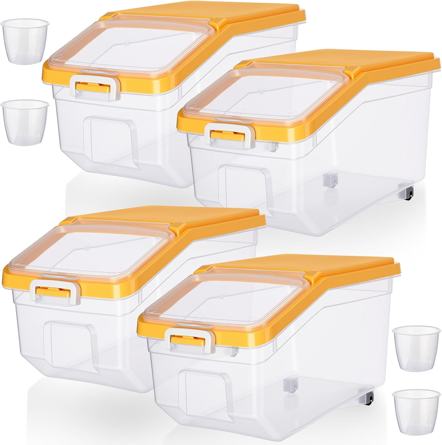 4 Pcs Rice Storage Container 22 lb Airtight Flour Container with Wheels ...