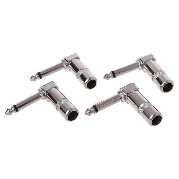 4 Pcs Right Angle 1/4" TS Mono Phone Plug Guitar Audio Connector 6.35mm Jack