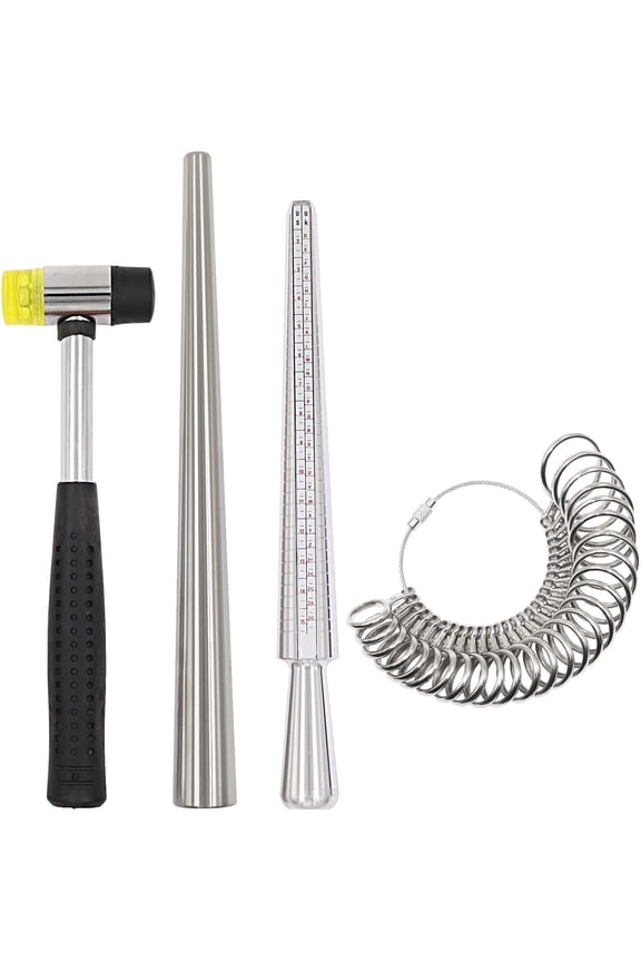 4 Pcs Ring Sizer Measuring Tool Kit, Ring Mandrel Measurer, Premium Steel Measuring Ring Tool, US Ring Size 0-13, Reusable Finger Size 1-17 USA Rings Size .