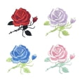thumbnail image 1 of 4 Pcs Rose Iron on Patches, Rose Embroidered Iron On Patch Applique, Flower Clothing Fabric Accessories, Flower Sew on Patch Repair Decor for Clothing Backpacks Jackets Hats Jeans DIY Crafts, 1 of 5