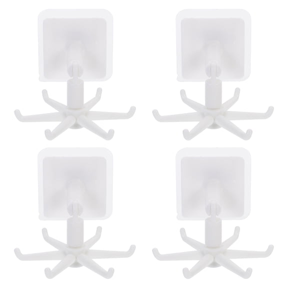 4- Rotatable Rotary Folding Sticky Hooks for Kitchen Storage, Utensil Hanger, Soup Ladle Holder