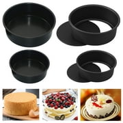 4 Pcs Round Cake Pan, Removable Bottom Cheesecake Pans, Carbon Steel Non-Stick Cake Pan (6&4 Inch)