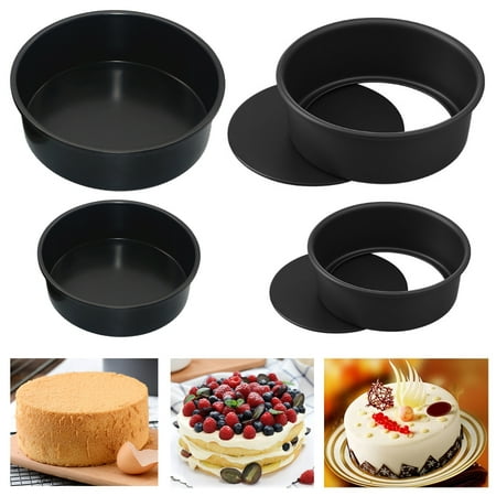 4 Pcs Round Cake Pan, Removable Bottom Cheesecake Pans, Carbon Steel Non-Stick Cake Pan (6&4 Inch)