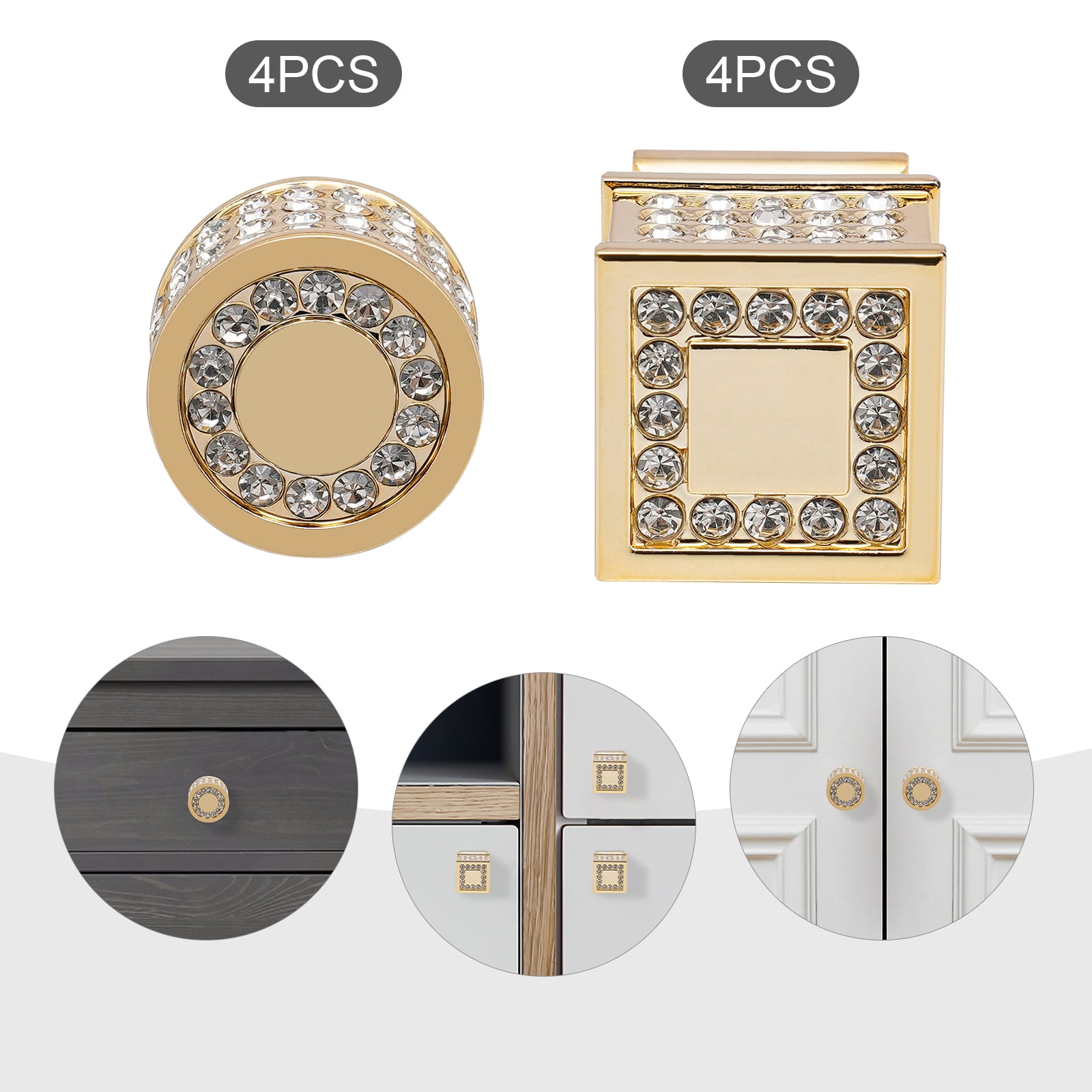 acrylic and gold dresser knobs Goldenwarm Acrylic Drawer Knobs Handles Dresser Pulls main image 1