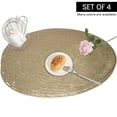 thumbnail image 1 of 4 Pcs Round PVC Placemats for Dining Table, 15 in Hollow Out Mats Vinyl Non-Slip Heat Insulation Kitchen Washable Table Mat Cup Mat Dinner Table Decoration Hotel Restaurant Home Decor - Gold, 1 of 8