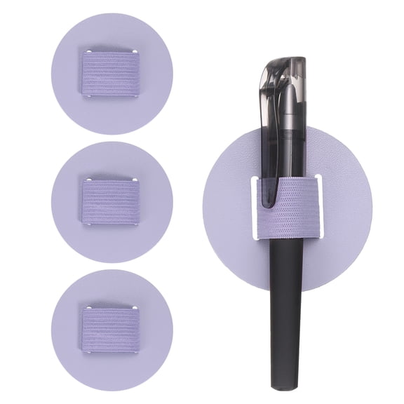 4 Pcs Round Pen Loop Holder for Notebook, Self Adhesive Pen Holder Designed for Tablet, Journals Clipboards(Purple)