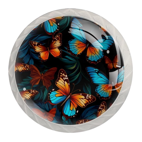 4 Pcs Round White Knobs for Kitchen Cabinet Cupboard Dresser Bookcase Butterfly Drawer Pulls Handles Home Decor