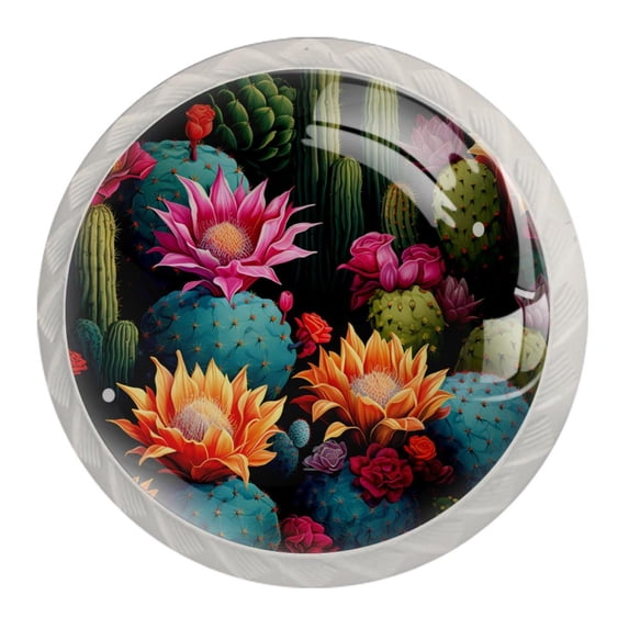4 Pcs Round White Knobs for Kitchen Cabinet Cupboard Dresser Bookcase Cactus Drawer Pulls Handles Home Decor