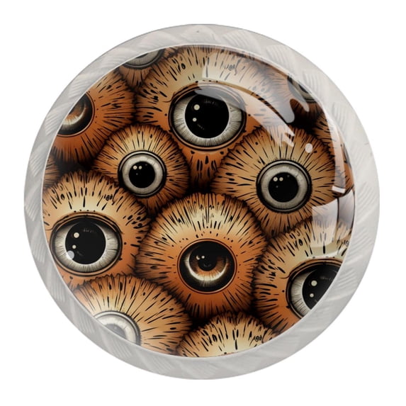 4 Pcs Round White Knobs for Kitchen Cabinet Cupboard Dresser Bookcase Halloween Eyeballs Drawer Pulls Handles Home Decor
