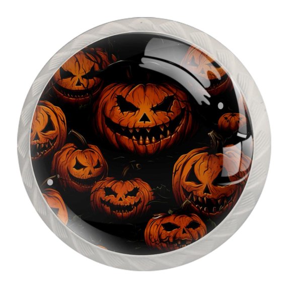 4 Pcs Round White Knobs for Kitchen Cabinet Cupboard Dresser Bookcase Halloween Pumpkin Drawer Pulls Handles Home Decor