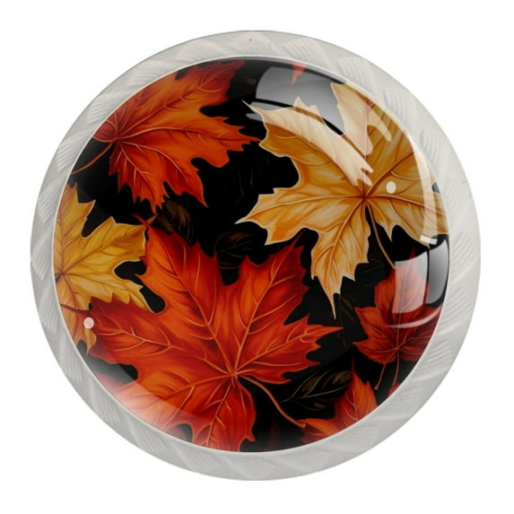 4 Pcs Round White Knobs for Kitchen Cabinet Cupboard Dresser Bookcase Maple Leaf Drawer Pulls Handles Home Decor