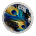 thumbnail image 1 of 4 Pcs Round White Knobs for Kitchen Cabinet Cupboard Dresser Bookcase Peacock Feather Drawer Pulls Handles Home Decor, 1 of 8
