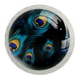 thumbnail image 1 of 4 Pcs Round White Knobs for Kitchen Cabinet Cupboard Dresser Bookcase Peacock Feather Drawer Pulls Handles Home Decor, 1 of 8