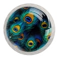 thumbnail image 1 of 4 Pcs Round White Knobs for Kitchen Cabinet Cupboard Dresser Bookcase Peacock Feather Drawer Pulls Handles Home Decor, 1 of 8