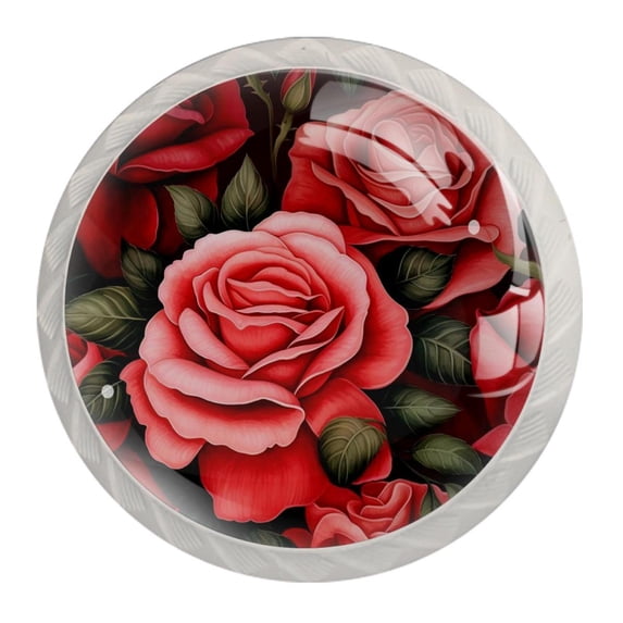 4 Pcs Round White Knobs for Kitchen Cabinet Cupboard Dresser Bookcase Roses Drawer Pulls Handles Home Decor