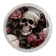 thumbnail image 1 of 4 Pcs Round White Knobs for Kitchen Cabinet Cupboard Dresser Bookcase Roses and Skull Drawer Pulls Handles Home Decor, 1 of 8