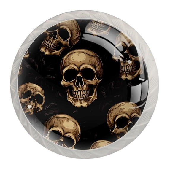 4 Pcs Round White Knobs for Kitchen Cabinet Cupboard Dresser Bookcase Skull Drawer Pulls Handles Home Decor