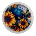 thumbnail image 1 of 4 Pcs Round White Knobs for Kitchen Cabinet Cupboard Dresser Bookcase Sunflower Butterfly Drawer Pulls Handles Home Decor, 1 of 8
