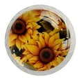 thumbnail image 1 of 4 Pcs Round White Knobs for Kitchen Cabinet Cupboard Dresser Bookcase Sunflower Drawer Pulls Handles Home Decor, 1 of 8