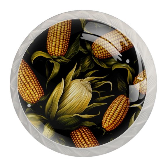 4 Pcs Round White Knobs for Kitchen Cabinet Cupboard Dresser Bookcase Thanksgiving Corn Drawer Pulls Handles Home Decor