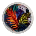 thumbnail image 1 of 4 Pcs Round White Knobs for Kitchen Cabinet Cupboard Dresser Bookcase Tropical Leaves Drawer Pulls Handles Home Decor, 1 of 8