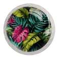 thumbnail image 1 of 4 Pcs Round White Knobs for Kitchen Cabinet Cupboard Dresser Bookcase Tropical Leaves Drawer Pulls Handles Home Decor, 1 of 8