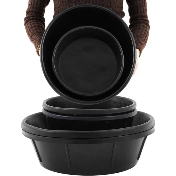 4 Piece Rubber Feeder Pan Set, 1-2 Gallon Livestock Water Trough for Chickens Ducks Pigs Horses