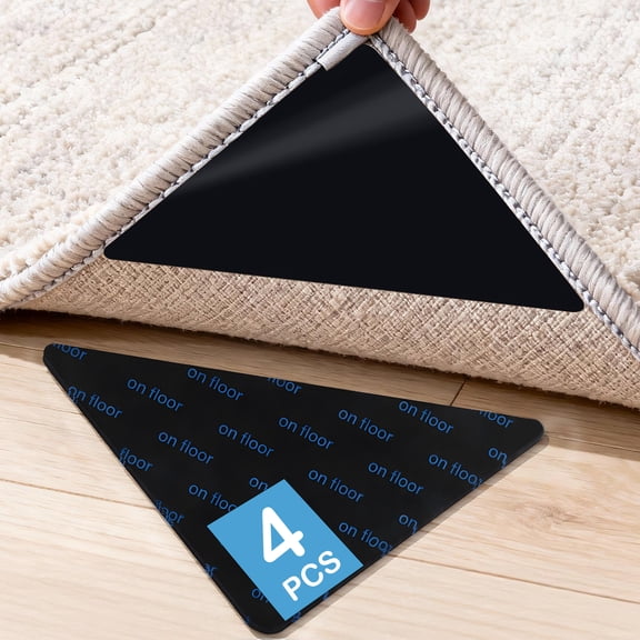 4 Pcs Rug Tape, Double-Sided Adhesive Non Slip Rug Pads Grippers for Hardwood Floors and Tiles