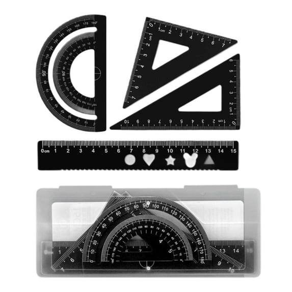 4 Pcs Ruler Protractor Set Geometry Tool Ruler Set Triangle Ruler for Classroom