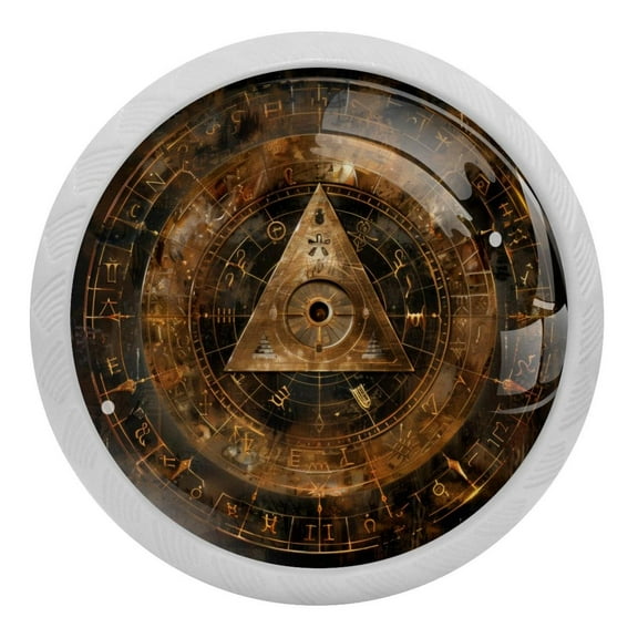 4 Pcs Rust Bill Cipher Wheel Zodiac Crystal Glass Drawer Knob Pull Handle Ergonomic 30mm Glow in The Dark Furniture Cabinet Handle for Kitchen Dresser Cupboard Wardrobe