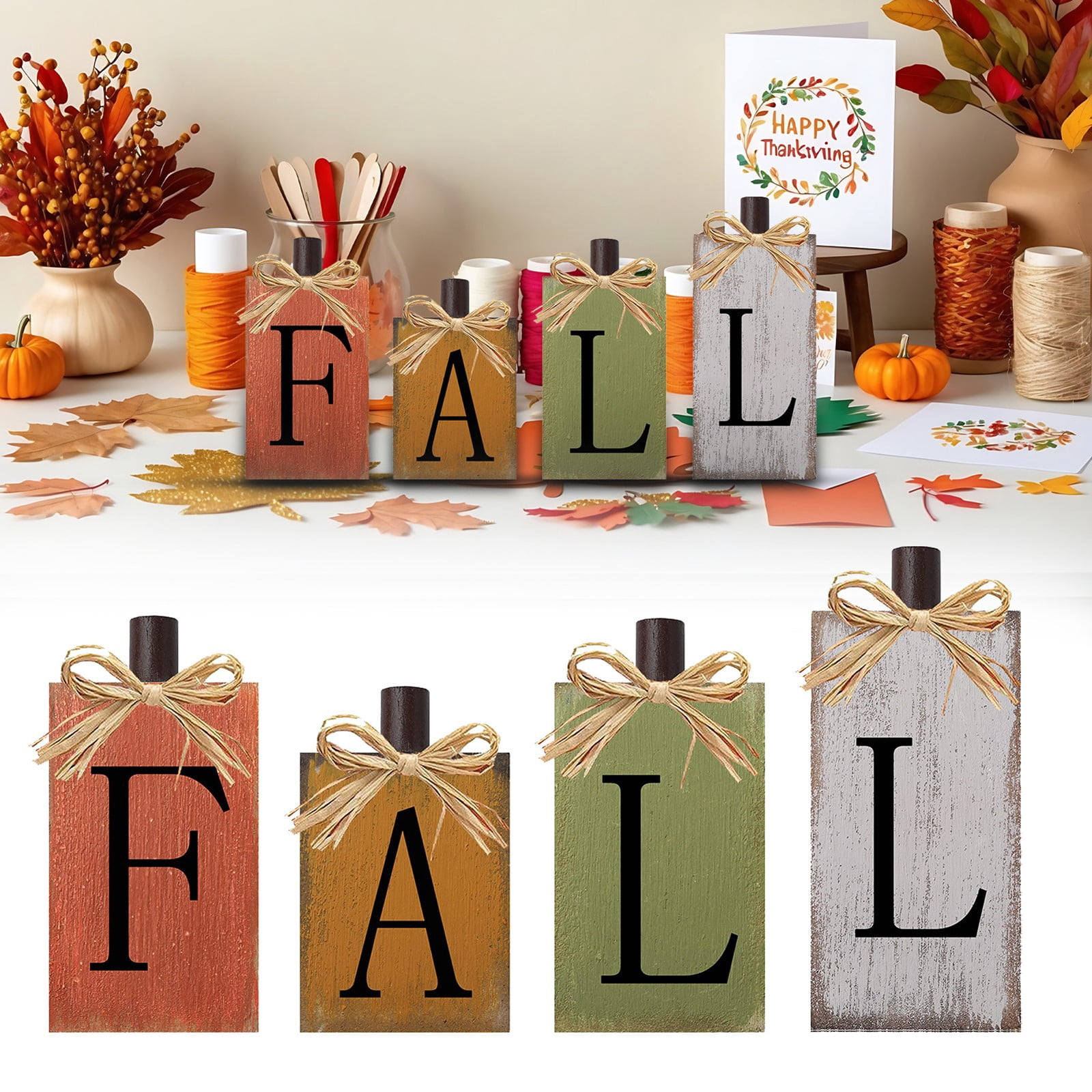 4 Pcs Rustic Fall Decor Sign Set, Fall Decorations for Home, Autumn ...