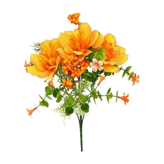 4 Pcs Rustic Farmhouse Artificial Flowers for Table Centerpiece, Silk Daisy Wildflowers with Green Stems, Country Style Greenery Arrangement for Home Dining, Artificial Decor, Yellow