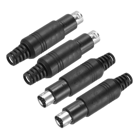 4 Pcs S-Video DIN Mini Male Socket 9 Pin Signal Transmission Mini Din Plug Mini Din Connector(PS/2 Plug)