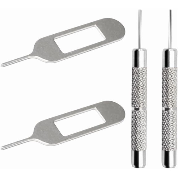 4 Pcs SIM Card Removal Openning Tool Tray Eject Pins Needle Opener Ejector Compatible with All iPhone Apple iPad HTC Samsung Galaxy Cell Phone Smartphone Watchchain Link Remover (Style F)