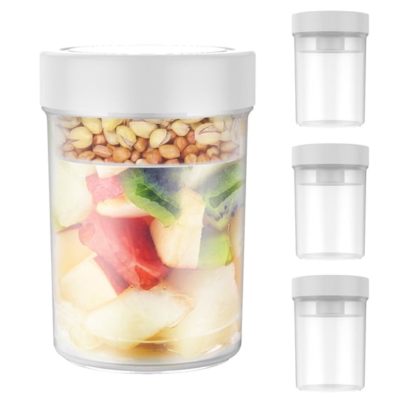 4 Pcs Salad Jars with Lids Leakproof Salad Meal Prep Container Wet/Dry Separation Oats Jars Portable Snacks Container for Lunch Fruit Nuts