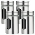 thumbnail image 1 of 4 Pcs Salt and Pepper Shakers, Stainless Steel Kitchen Spice Dispensers with Adjustable Pour Holes, Clear Viewing Window, Mini Spice Jars for Salt, Pepper, Sugar, Cinnamon, 1 of 5