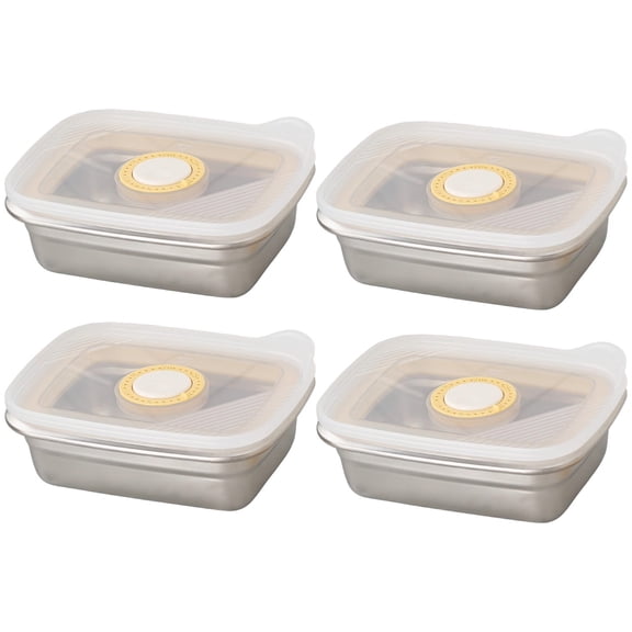 4 Pcs Sandwich Containers, 304 Stainless Steel Food Storage, 11.8 Oz / 350 Ml Metal Bento Box, 5.5 X 4.1 X 2 In Microwave Safe Lunch Boxes, Freezer Friendly Meal Prep For Kitchen