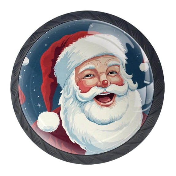 4 Pcs Santa Claus Knobs for Kitchen Cabinet Cupboard Dresser Bookcase Drawer Pulls Handles Round Home Decor