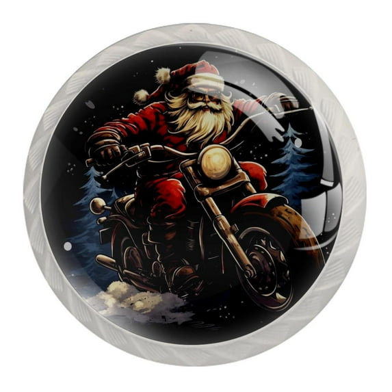 4 Pcs Santa Claus Motorcycle Knobs for Kitchen Cabinet Cupboard Dresser Bookcase Drawer Pulls Handles Round Home Decor