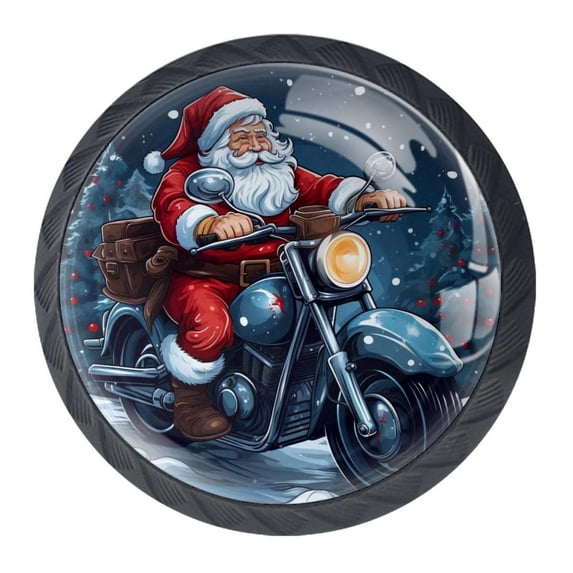 4 Pcs Santa Claus Motorcycle Knobs for Kitchen Cabinet Cupboard Dresser Bookcase Drawer Pulls Handles Round Home Decor