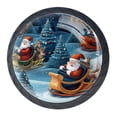 thumbnail image 1 of 4 Pcs Santa Claus Riding Sleigh Knobs for Kitchen Cabinet Cupboard Dresser Bookcase Drawer Pulls Handles Round Home Decor, 1 of 8