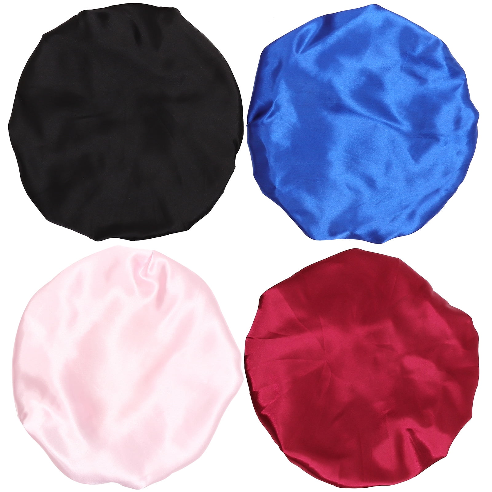 4 Pcs Satin Head for Sleeping Bonnets Black Women Curly Hair Cap Make ...