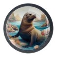 thumbnail image 1 of 4 Pcs Sea Lion Knobs for Kitchen Cabinet Cupboard Dresser Bookcase Drawer Pulls Handles Round Home Decor, 1 of 8