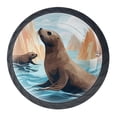 thumbnail image 1 of 4 Pcs Sea Lion Knobs for Kitchen Cabinet Cupboard Dresser Bookcase Drawer Pulls Handles Round Home Decor, 1 of 8