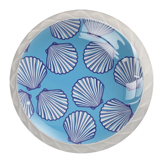4 Pcs Sea Shell Knobs for Kitchen Cabinet Cupboard Dresser Bookcase Drawer Pulls Handles Round Home Decor