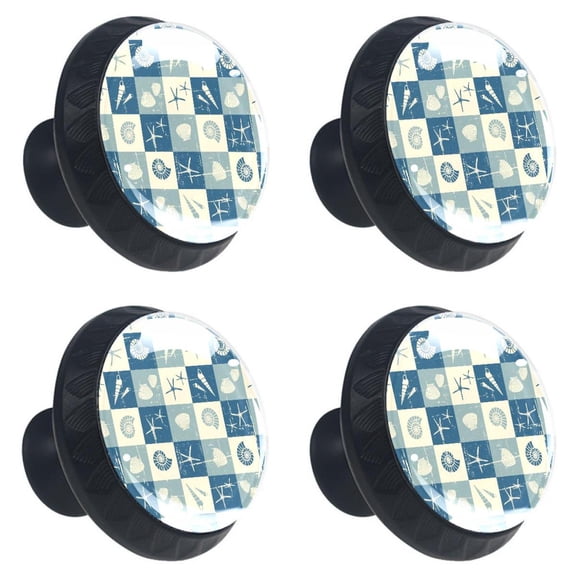 4 Pcs Sea Shell Lattice Knobs for Kitchen Cabinet Cupboard Dresser Bookcase Drawer Pulls Handles Round Home Decor